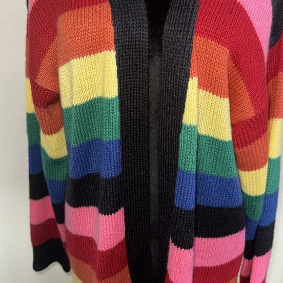Rainbow Cardigan Sweater Open Multi color Duster - Picture 4 of 6